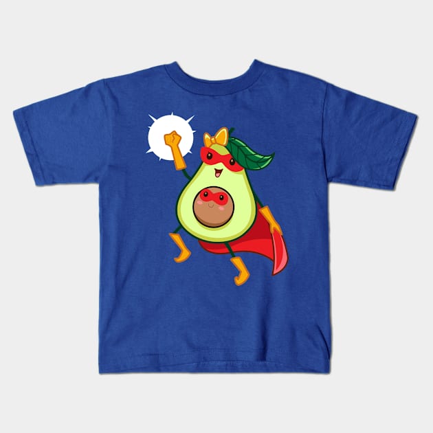 avocado super hero mum Kids T-Shirt by Mako Design 